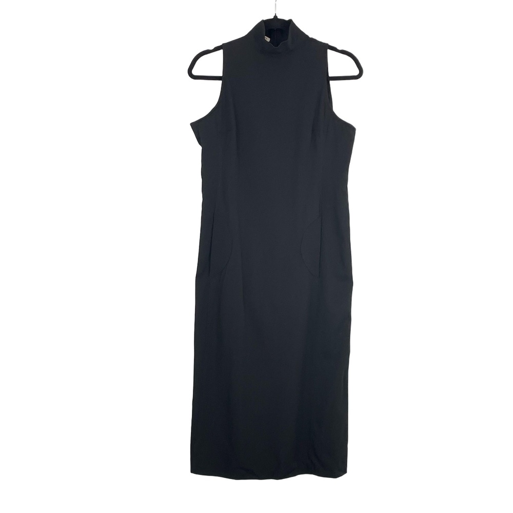 Costume National Womens Black Mock Neck Sleeveless Wool Minimalist Dress 38